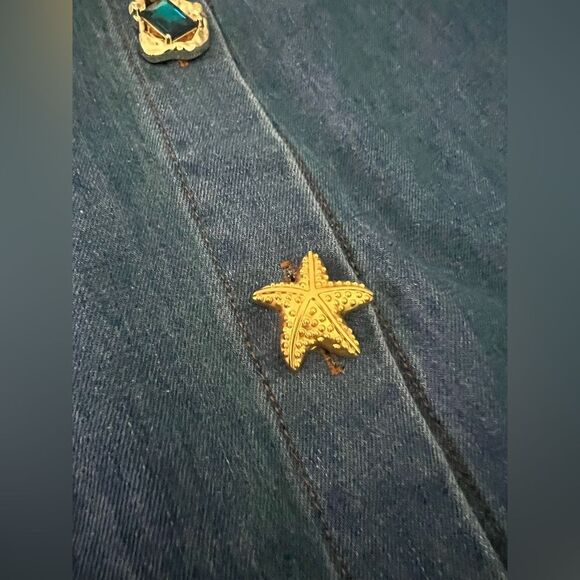 Selen Exotic Button Down – Denim Shirt with Statement Gem Buttons - Picture 9 of 11